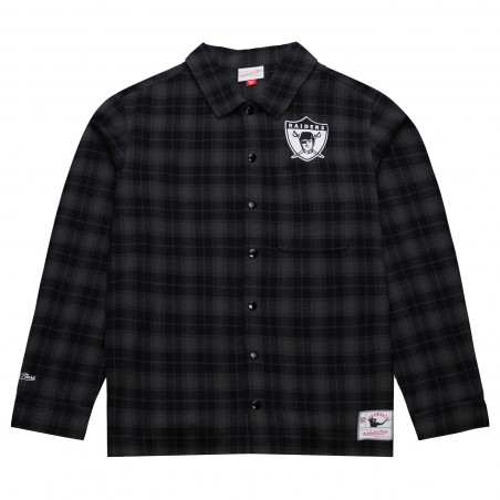 MITCHELL & NESS RAIDERS PLAID LONG SLEEVE BUTTON UP